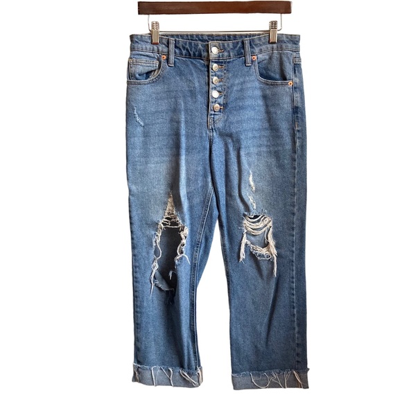 Wild Fable Button Down Distressed Crop Jeans 10 - Picture 1 of 6